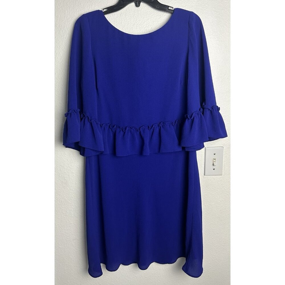 Lauren Ralph Lauren Elbow Ruffle Sleeve Dress in Royal Purple Size 12 - Picture 14 of 15